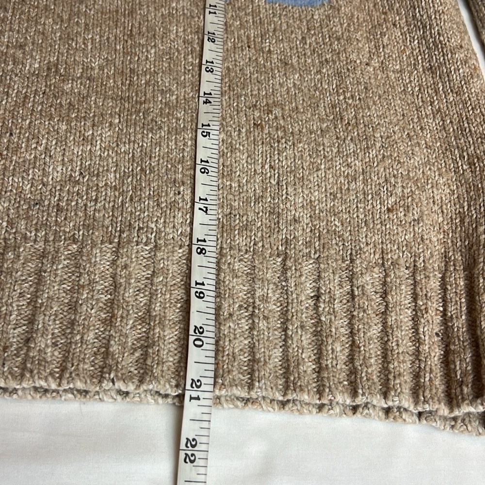 Polo Ralph Lauren Logo Crewneck Wool Blend Sweater Blue & Tan SZ XS - Picture 10 of 13